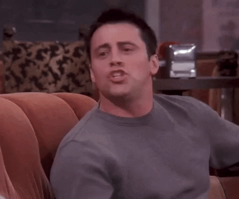 GIF de Joey Tribbiani de la série Friends, qui ne veut pas partager sa nourriture